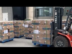 Workers are loading vehicles